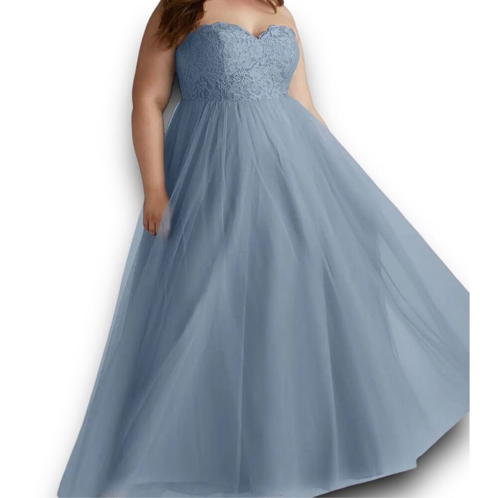 Azazie Dusty Blue Lace Bridesmaid Dress - Picture 14 of 15